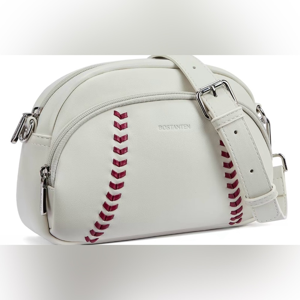 Bostanten White Baseball Stitch Crossbody Bag NWT MLB